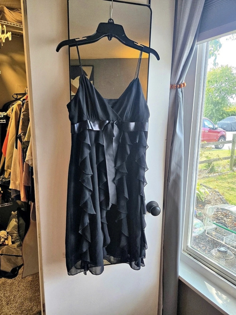 Scarlett Black Ruffle Midi Dress Size 12 Like New